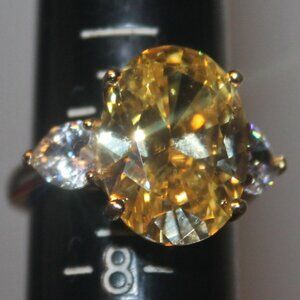 $279 14K Gold Over 925 Sterling Lemon Citrine Statement Cocktail Ring